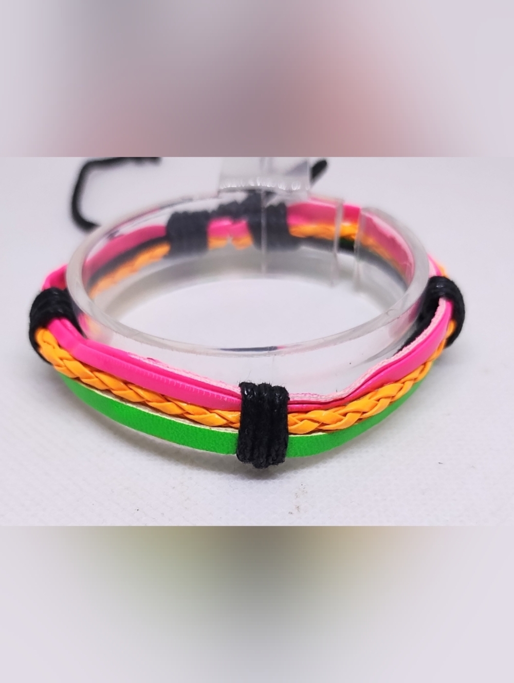 Men's Bracelet Leather Braided Layered Pink Orange Lime Jewelry New‎ G6